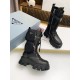 Prada Monolith Boots in Noir Leather and Nylon Fabric