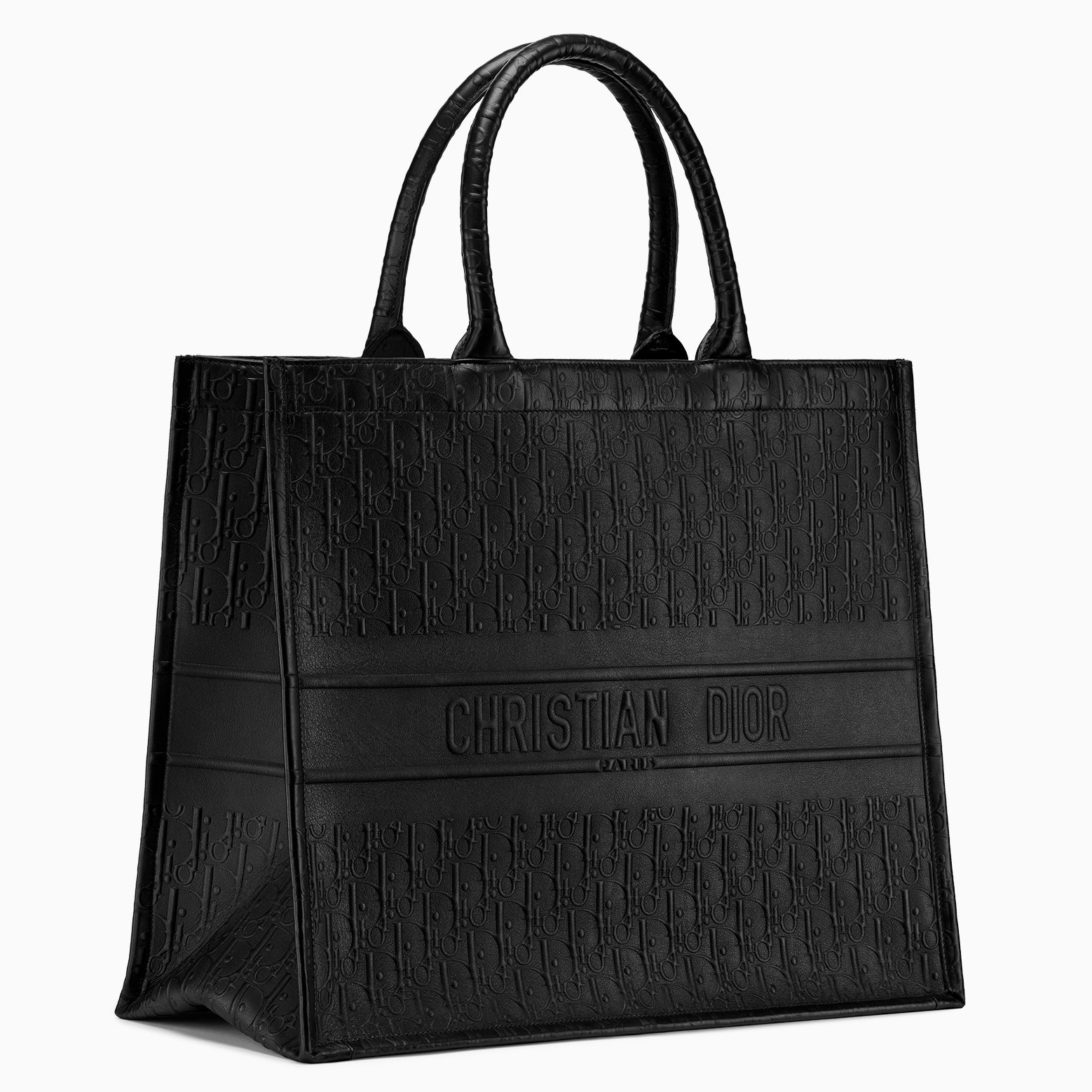 Dior Large Book Tote Bag In Black Dior Oblique Embossed Calfskin