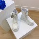 Prada Monolith Boots in White Leather and Nylon Fabric