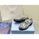 Prada Women's Loafers In Silver Metallic Leather