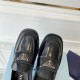 Prada Women's Loafers In Black Unlined Brushed Leather