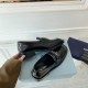 Prada Women's Loafers In Black Unlined Brushed Leather