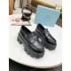 Prada Women's Monolith Loafers In Black Brushed Leather