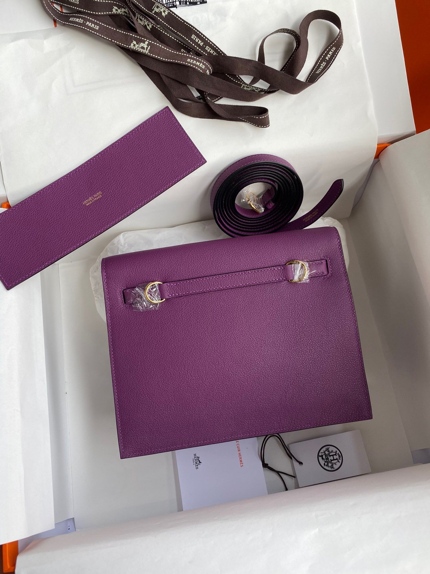 Hermes Kelly Danse II Handmade Bag In Anemone Evercolor Calfskin