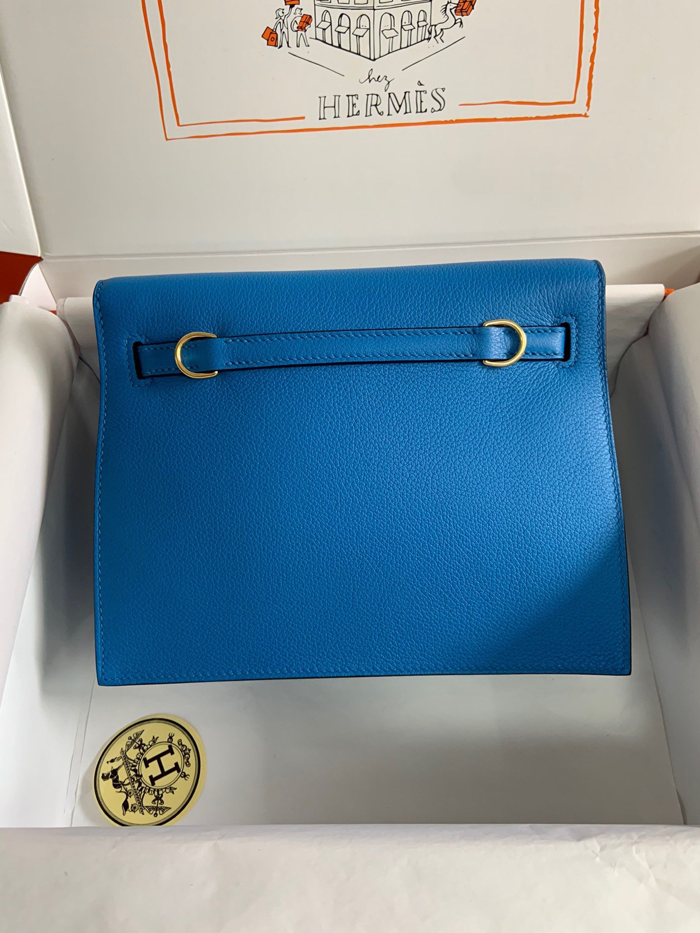 Hermes Kelly Danse II Handmade Bag In Blue Hydra Evercolor Calfskin