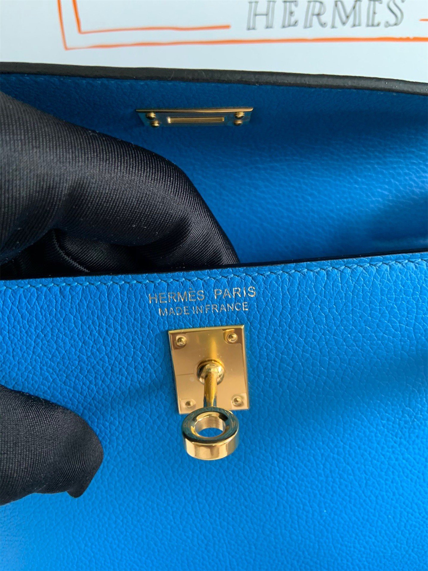 Hermes Kelly Danse II Handmade Bag In Blue Hydra Evercolor Calfskin