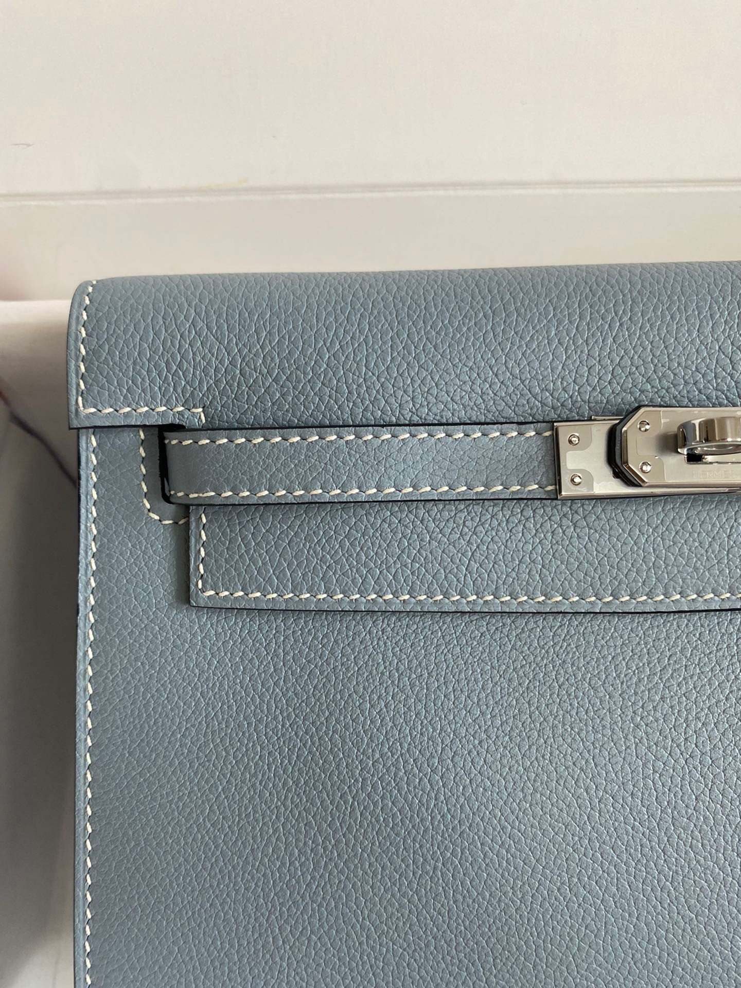 Hermes Kelly Danse II Handmade Bag In Blue Lin Evercolor Calfskin