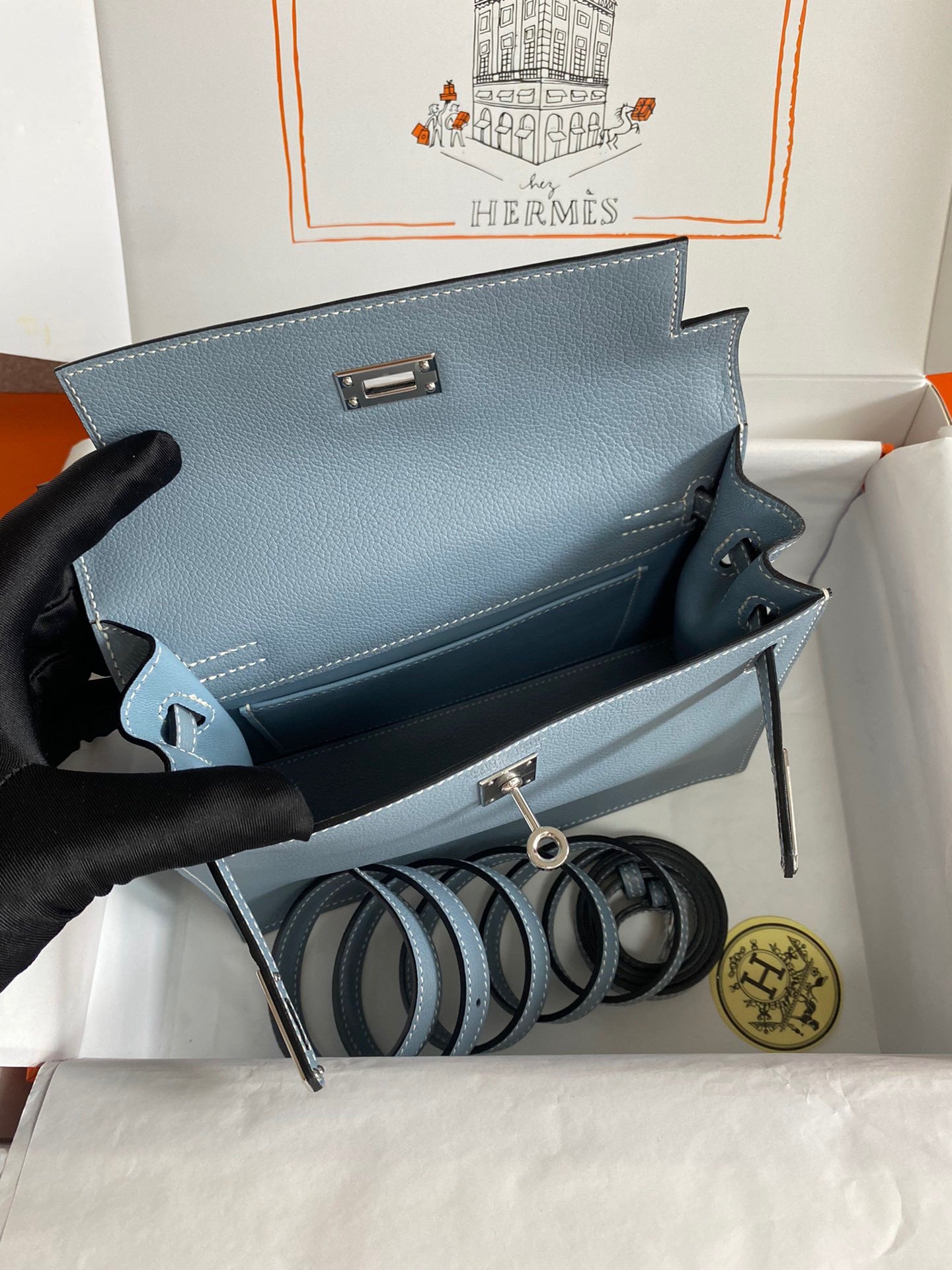 Hermes Kelly Danse II Handmade Bag In Blue Lin Evercolor Calfskin