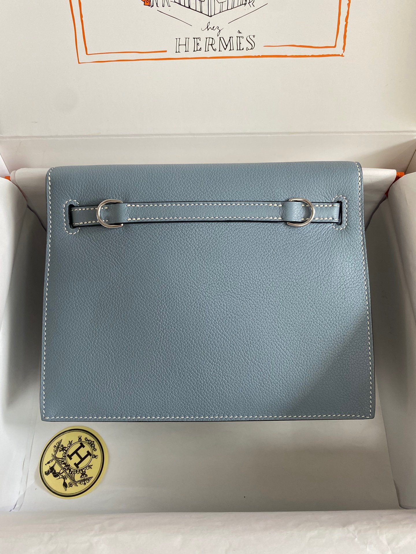 Hermes Kelly Danse II Handmade Bag In Blue Lin Evercolor Calfskin