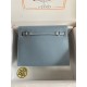 Hermes Kelly Danse II Handmade Bag In Blue Lin Evercolor Calfskin