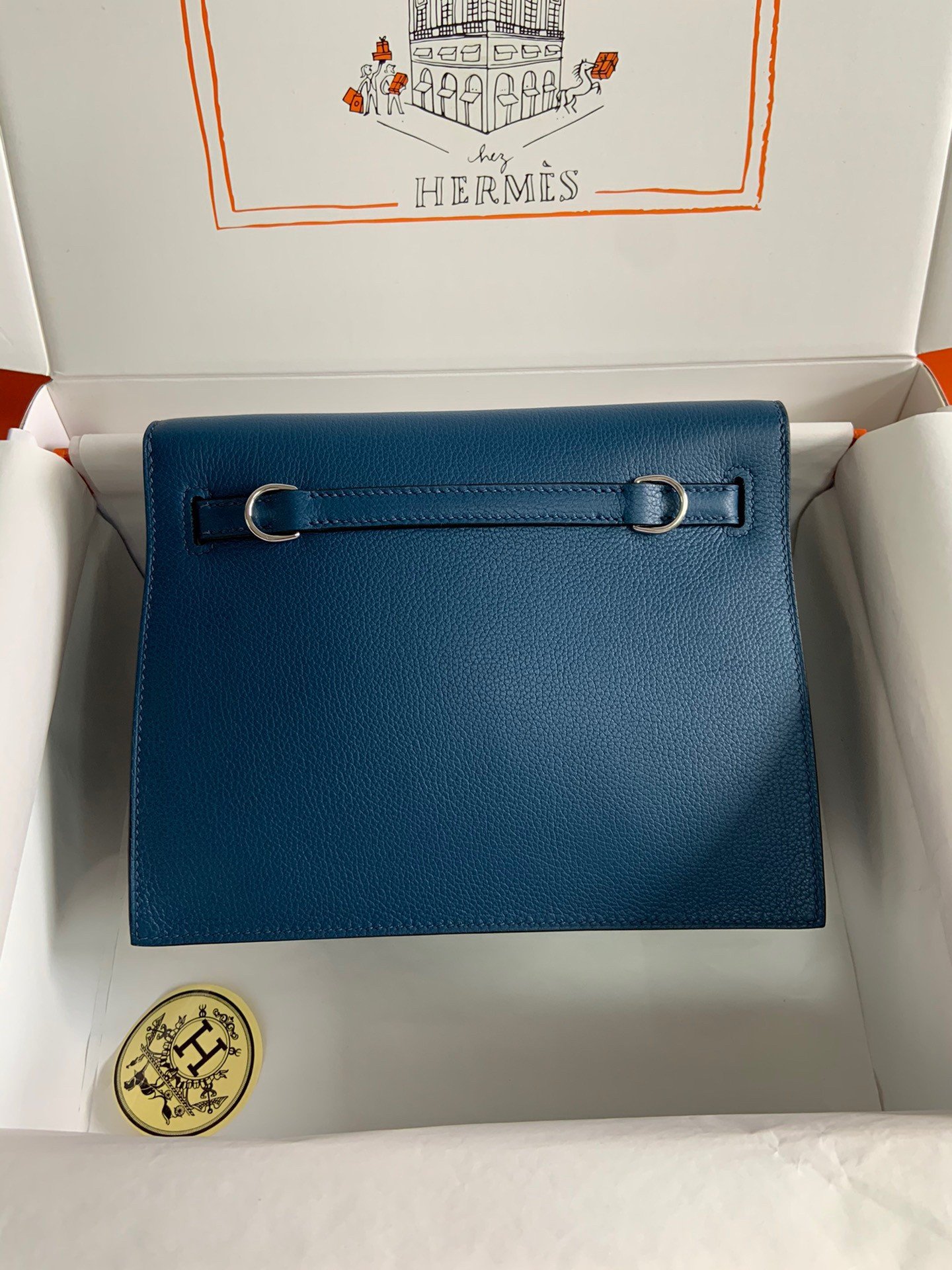 Hermes Kelly Danse II Handmade Bag In Deep Blue Evercolor Calfskin