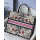 Dior Large Book Tote Bag In Multicolor Dior Flowers Embroidery