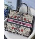 Dior Large Book Tote Bag In Multicolor Dior Flowers Embroidery