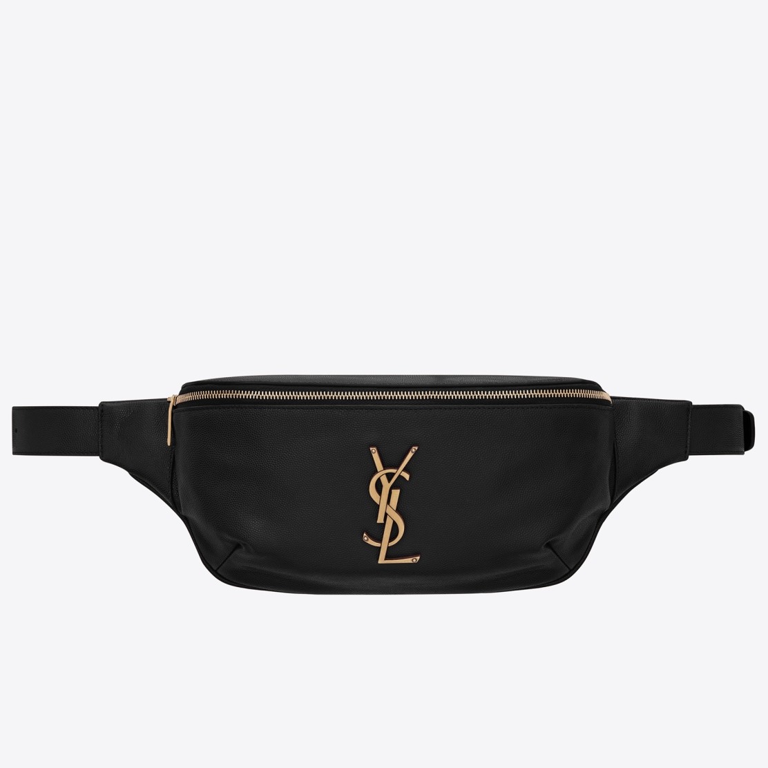 Saint Laurent Cassandre Belt Bag In Black Grained Leather