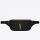 Saint Laurent Cassandre Belt Bag In Black Grained Leather