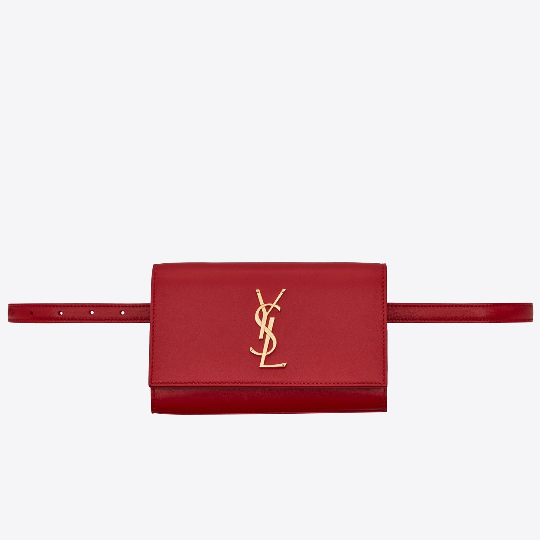 Saint Laurent Kate Belt Bag In Red Calfskin