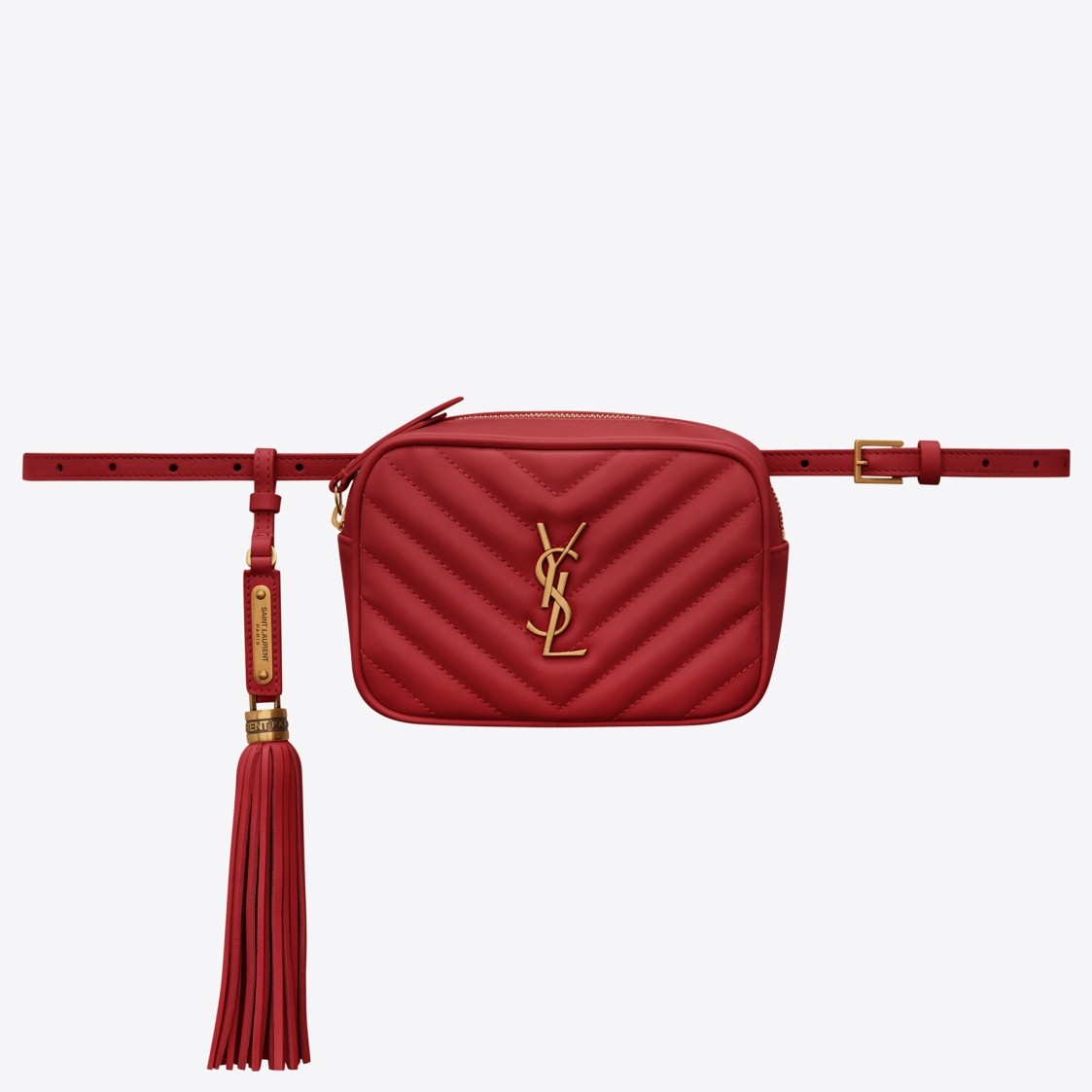 Saint Laurent Lou Belt Bag In Red Quilted Calfskin