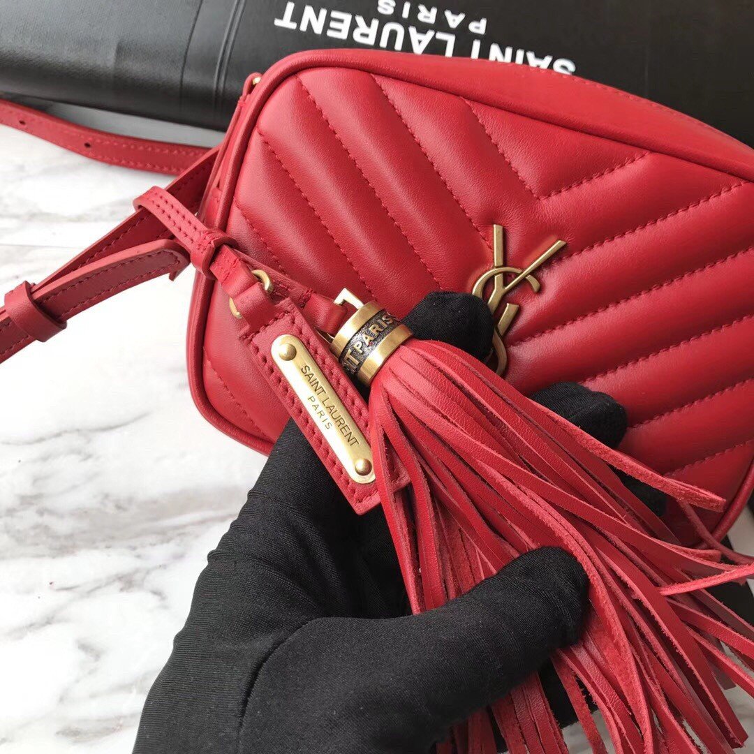 Saint Laurent Lou Belt Bag In Red Quilted Calfskin