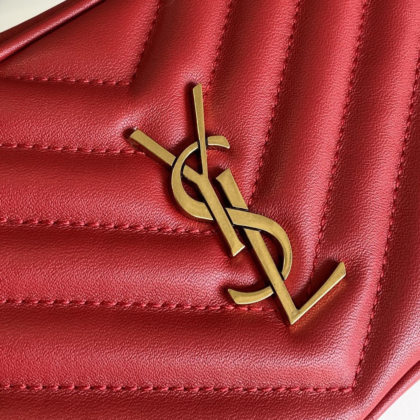 Saint Laurent Lou Belt Bag In Red Quilted Calfskin