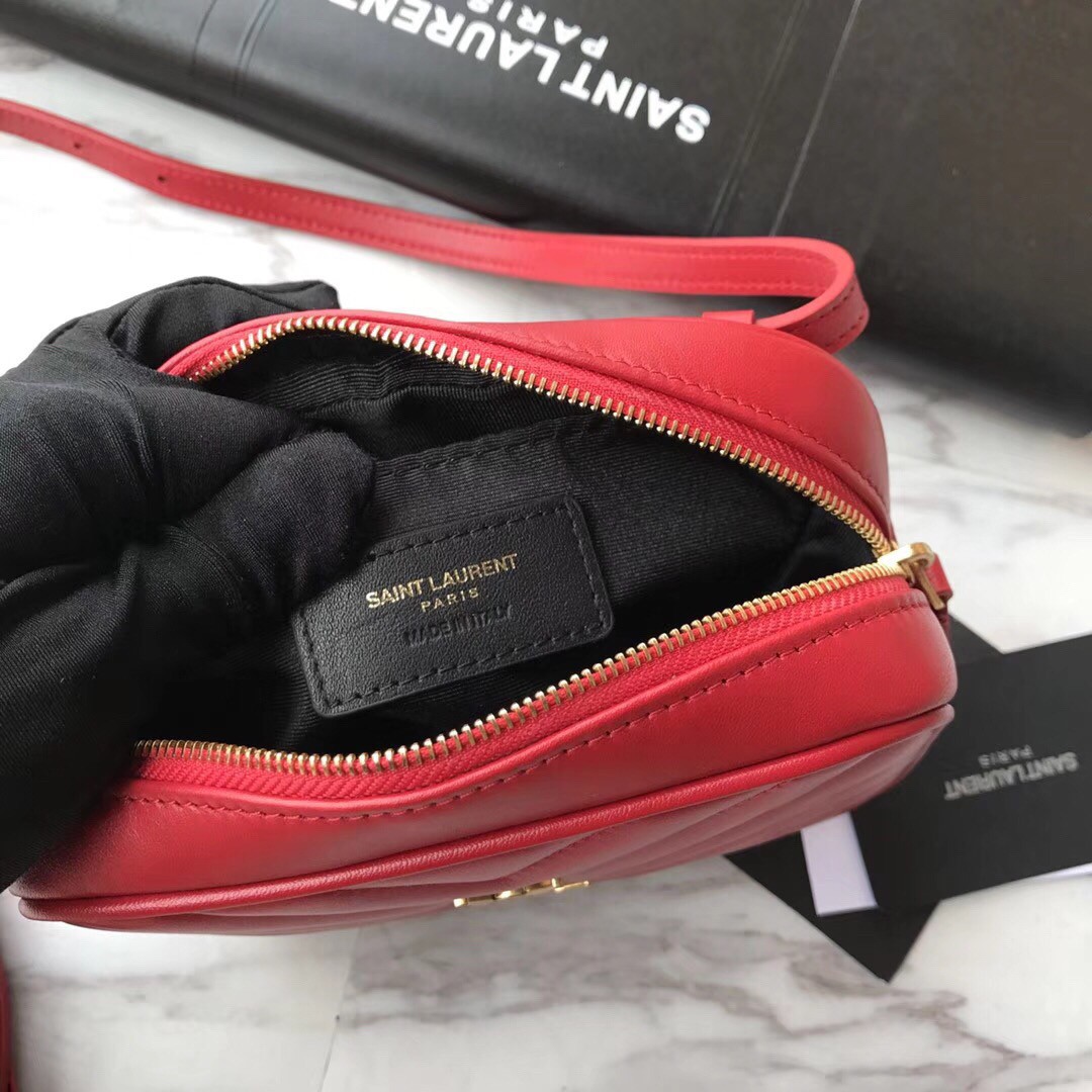 Saint Laurent Lou Belt Bag In Red Quilted Calfskin