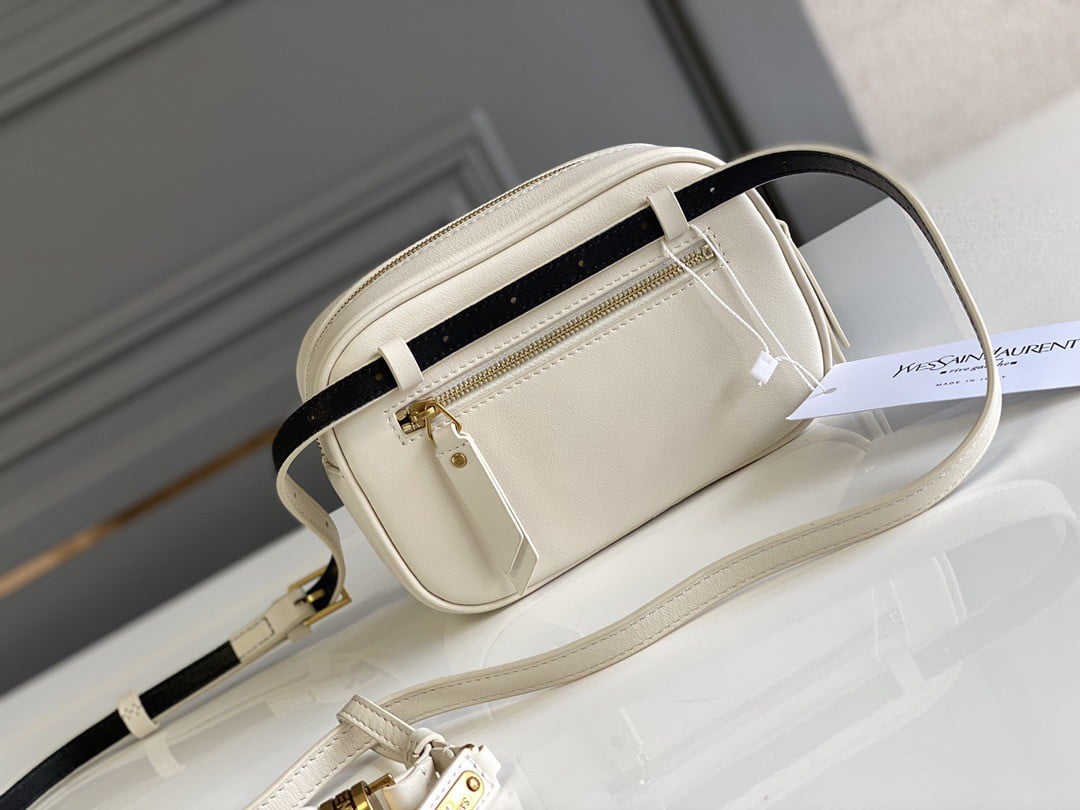 Saint Laurent Lou Belt Bag In White Quilted Calfskin