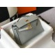 Hermes Kelly Pochette Clutch Bag In Blue Glacier Epsom Leather