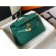 Hermes Kelly Pochette Clutch Bag In Malachite Epsom Leather