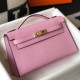 Hermes Kelly Pochette Clutch Bag In Mauve Sylvestre Epsom Leather