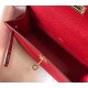 Hermes Kelly Pochette Clutch Bag In Red Epsom Leather