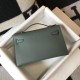 Hermes Kelly Pochette Clutch Bag In Vert Amande Epsom Leather