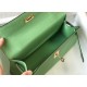 Hermes Kelly Pochette Clutch Bag In Vert Criquet Epsom Leather