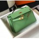 Hermes Kelly Pochette Clutch Bag In Vert Criquet Epsom Leather