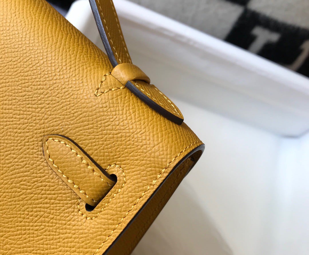 Hermes Kelly Pochette Clutch Bag In YellowEpsom Leather