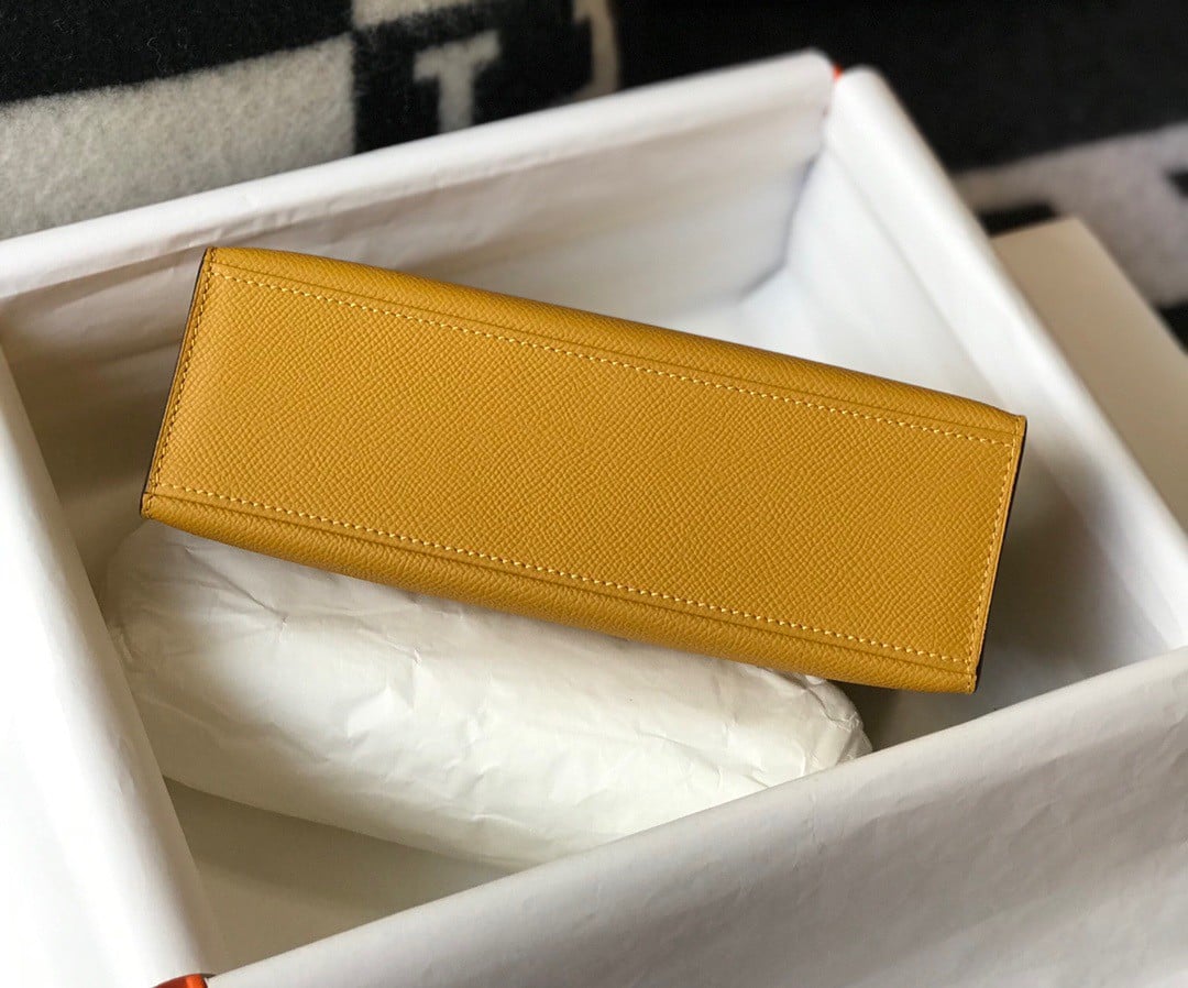 Hermes Kelly Pochette Clutch Bag In YellowEpsom Leather