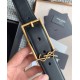 Saint Laurent New Cassandre Buckle Belt 30MM In Black Leather