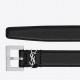 Saint Laurent Cassandre Square Buckle Belt 20MM In Noir Leather