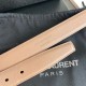 Saint Laurent Cassandre Square Buckle Belt 30MM In Beige Leather