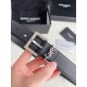 Saint Laurent Cassandre Square Buckle Belt 30MM In Noir Leather