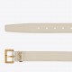 Saint Laurent Cassandre Square Buckle Belt 30MM In White Leather