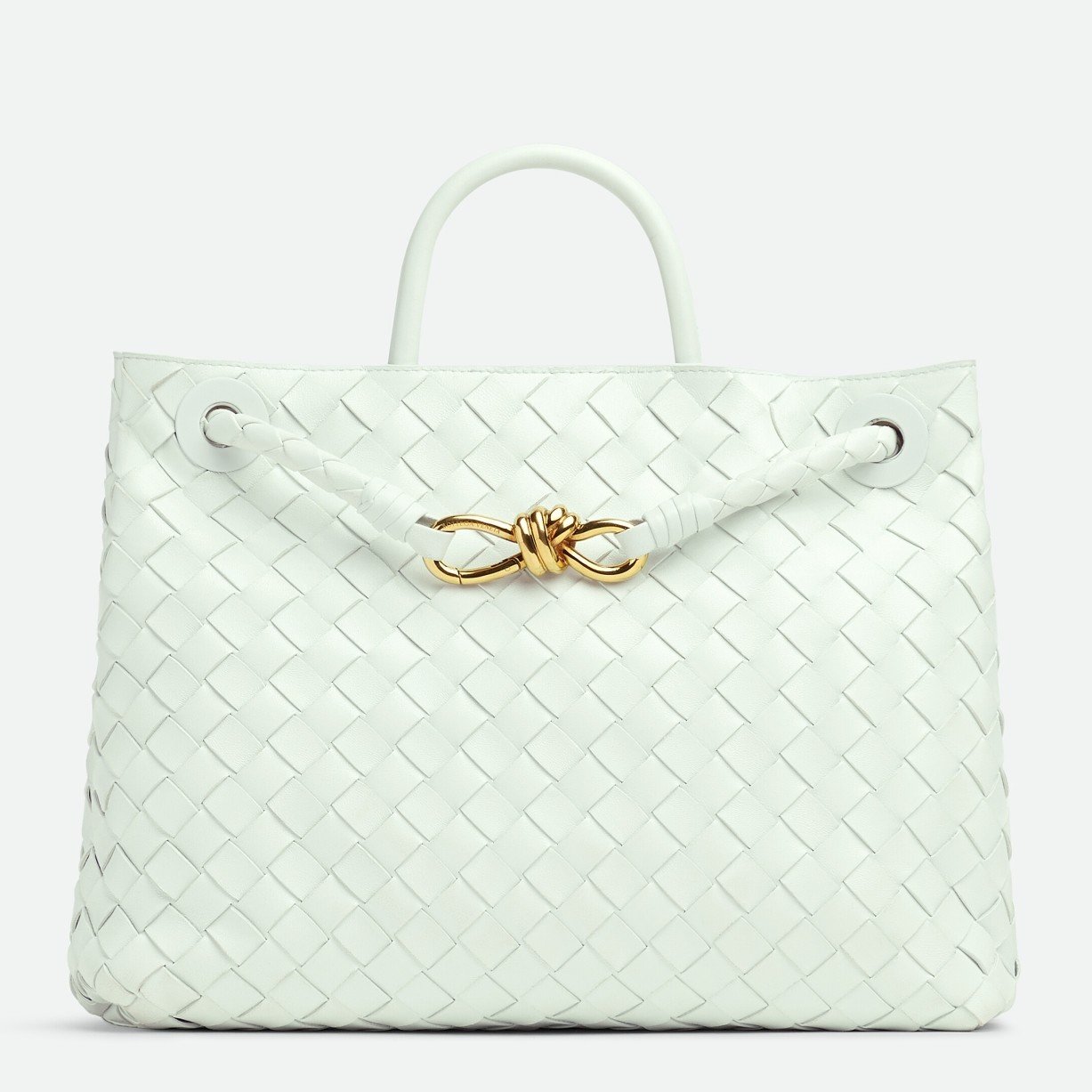 Bottega Veneta Small Andiamo Bag In Glacier Intrecciato Lambskin