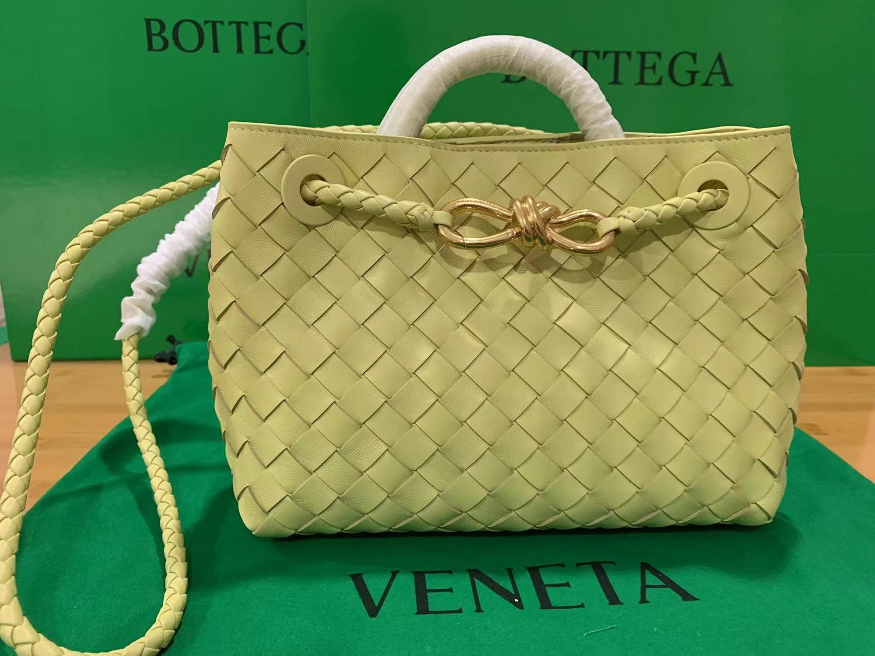 Bottega Veneta Small Andiamo Bag In Ice Cream Intrecciato Lambskin