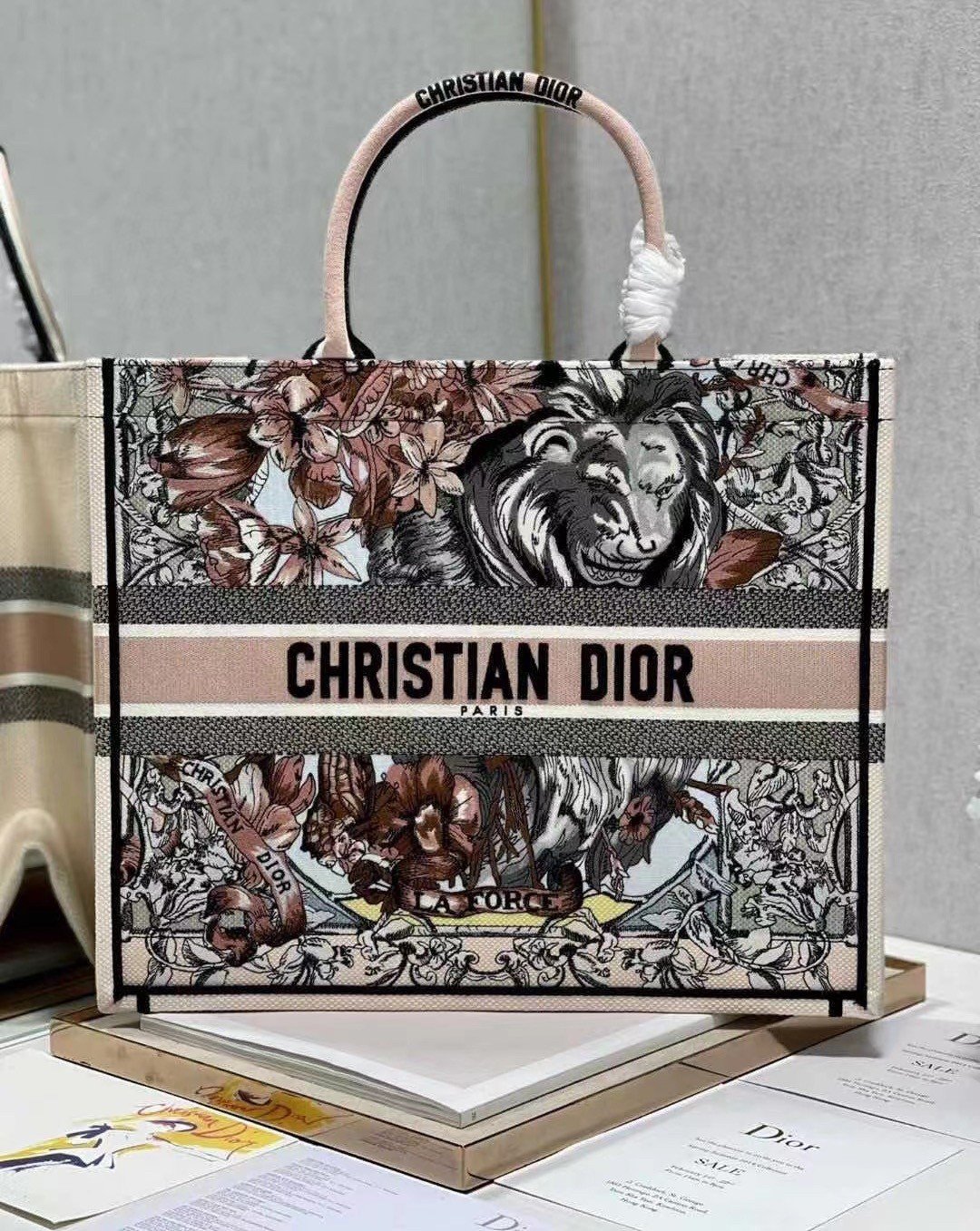 Dior Large Book Tote Bag In Multicolor La Force Embroidery