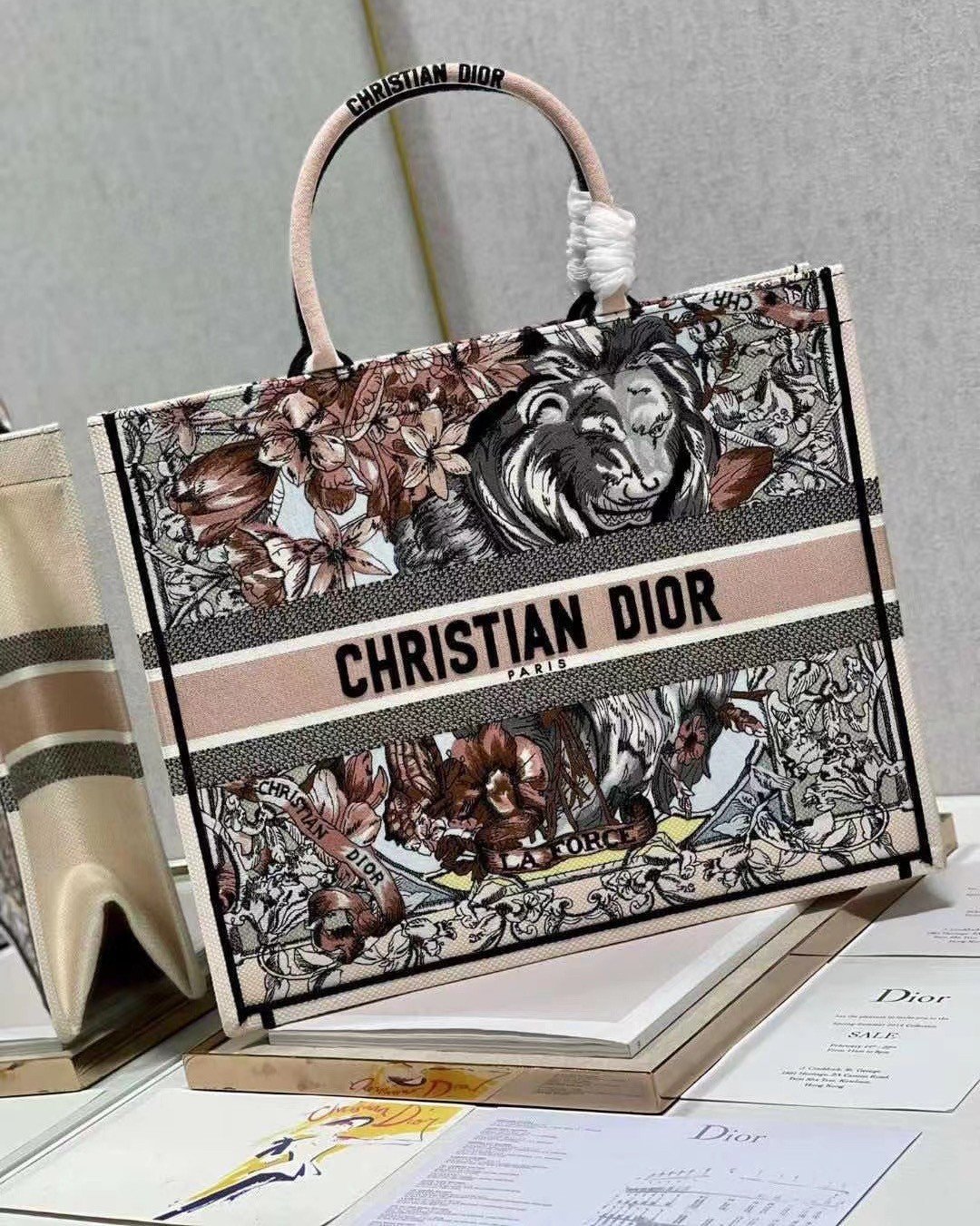 Dior Large Book Tote Bag In Multicolor La Force Embroidery