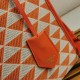 Prada Symbole Small Bag In Orange/White Jacquard Fabric