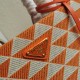 Prada Symbole Small Bag In Orange/White Jacquard Fabric