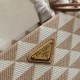 Prada Symbole Small Bag In Beige/White Jacquard Fabric