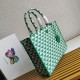 Prada Symbole Large Bag In Green/White Jacquard Fabric