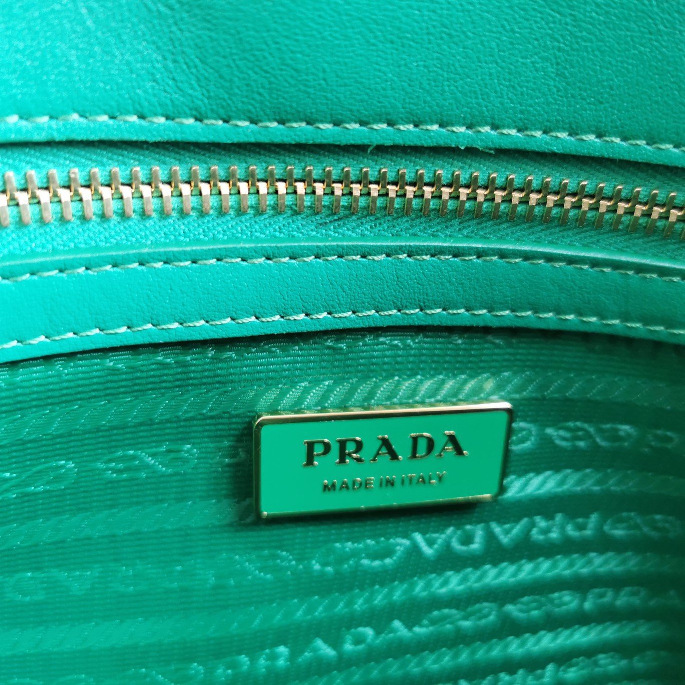 Prada Symbole Large Bag In Green/White Jacquard Fabric