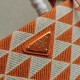 Prada Symbole Large Bag In Orange/White Jacquard Fabric