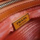 Prada Symbole Large Bag In Orange/White Jacquard Fabric